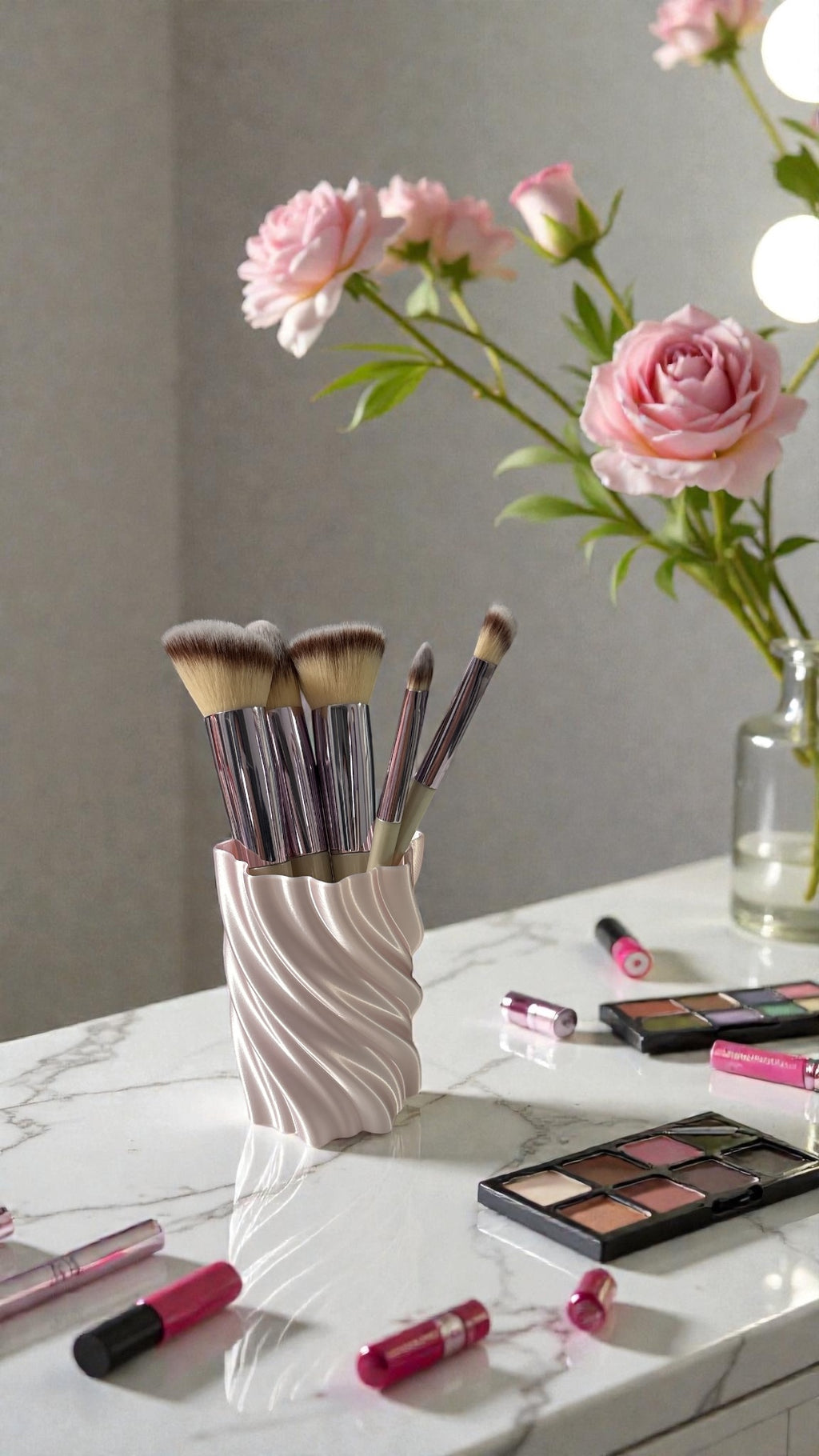 3D Printed Silky Swirl Holder – Pen, Brush & Makeup Organizer
