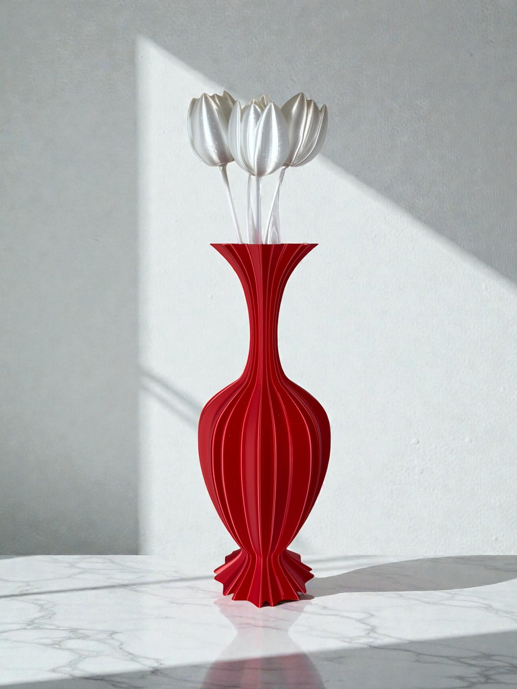 Silky Sculpted Vase – Tall 3D Printed Decorative Vase