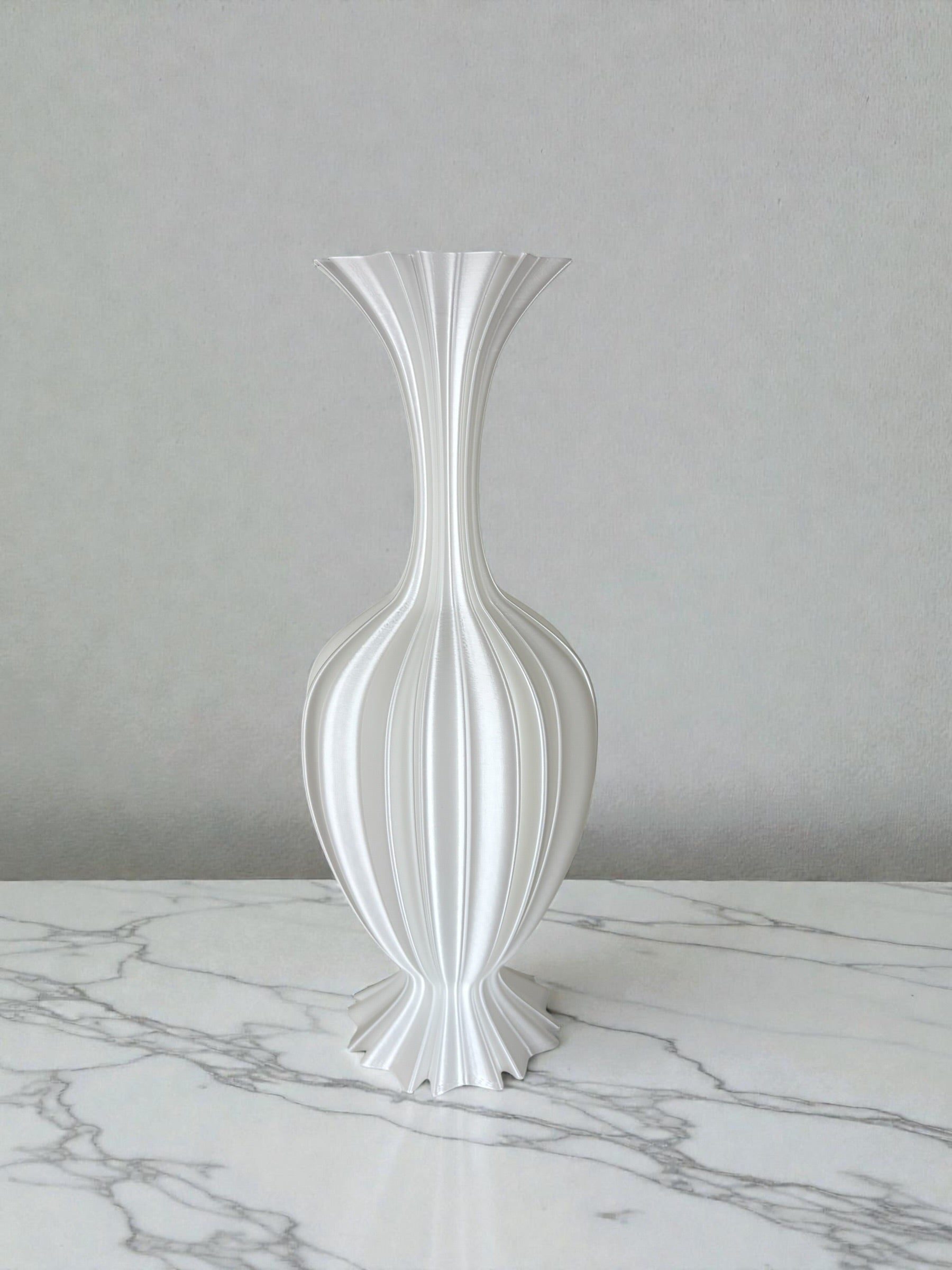 Silky Sculpted Vase – Tall 3D Printed Decorative Vase
